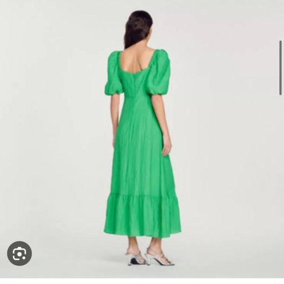 Sandro Falbala Rhinestone Embellished Cutout Midi Dress emerald green 38/ Medium - Picture 2 of 7